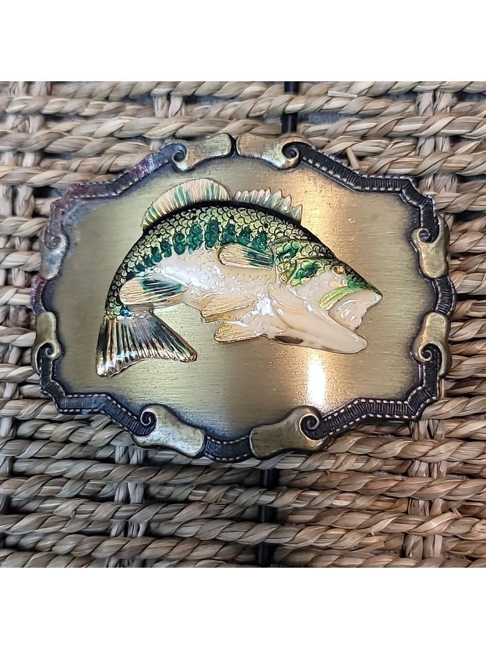 VTG Raintree Large Mouth Bass Jumping Belt Buckle 1977 Fishing Fisherman